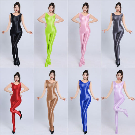 Sleeveless Oil Shiny Bodystocking