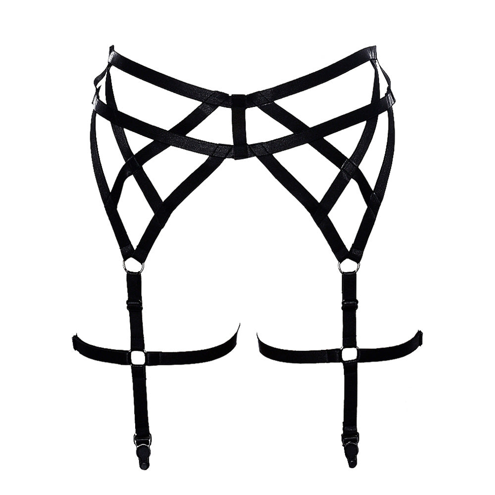 Black Wife In Garter Belt Strapy Sexy Harness Lingerie