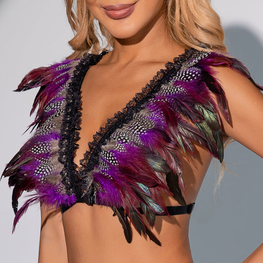 Hot Sexiest Bra Sexy Bdsm Harness Lingerie Feather Bra