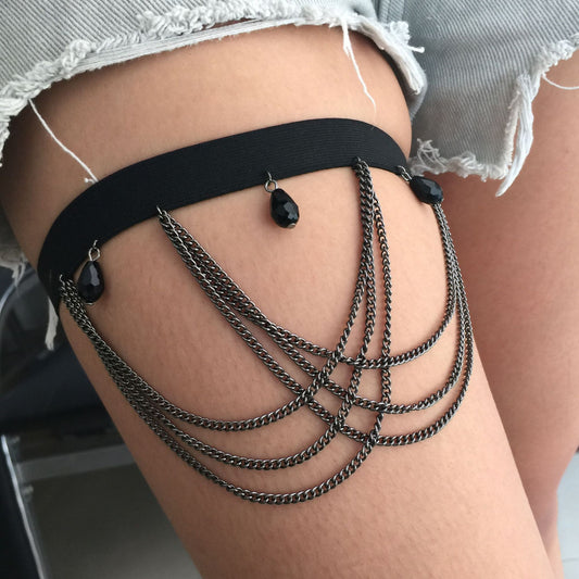 Latina Garter Leg Intimate Black Body Harness Lingerie