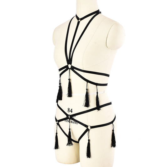 Latina Sexy Valentines Lingerie Set Women Sexy Harness Lingerie Revealing Bra Panties