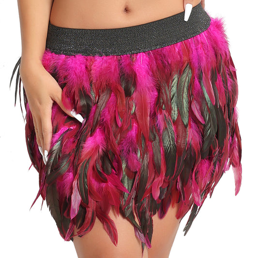 Latina Sexy Valentines Lingerie Women Feather Mini Skirt