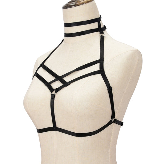 Naughty Strappy Bra Wife Black Body Harness Lingerie