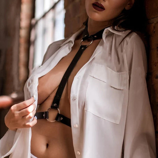 Leather Chest Harness Black