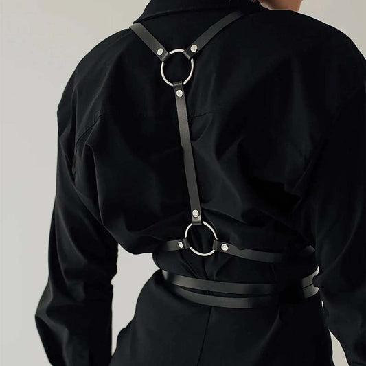 Black Leather Harness Bralet