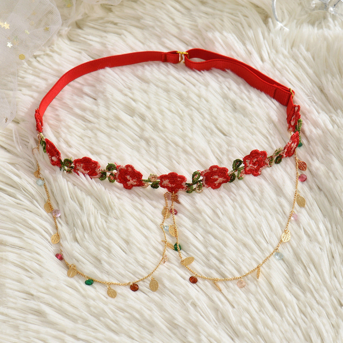 Gold Chain Flowers Leg Garter