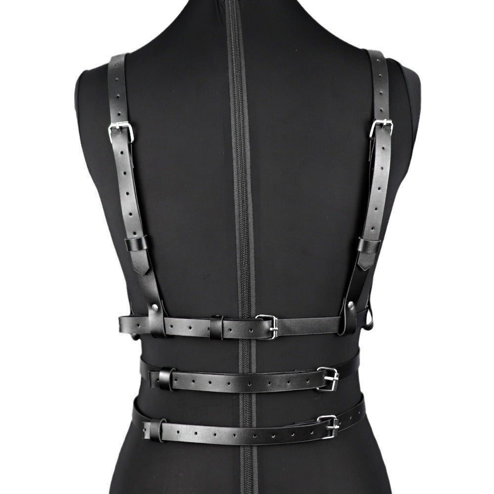 Black Leather Harness Chest
