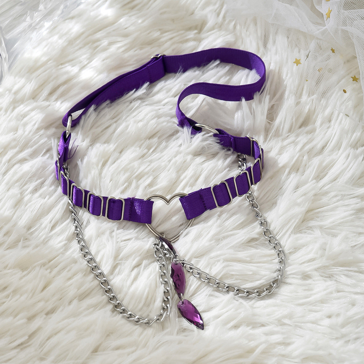 Purple Heart Ring Pendant Leg Garter