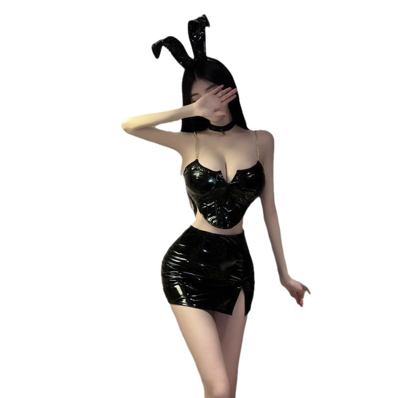Vinyl Mini Dress Black