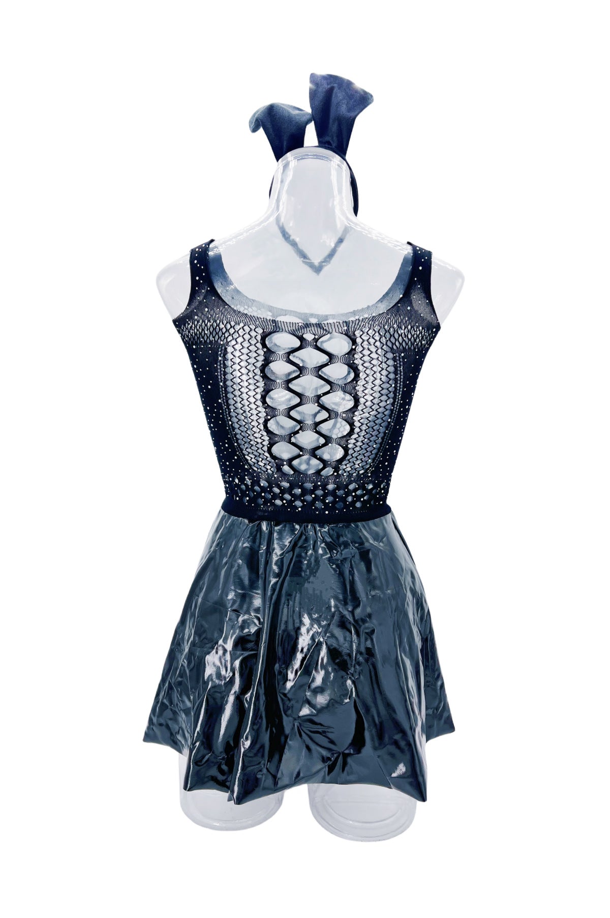 Black Mesh Playboy Bunny Costume Dress