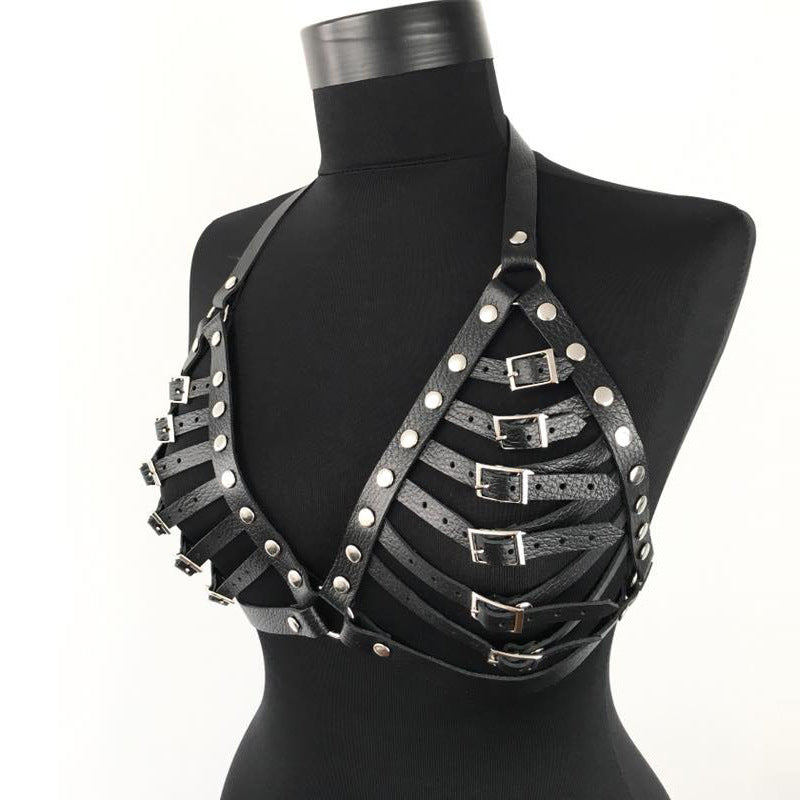 Leather Harness Fetish Top Bra