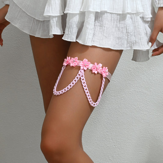 Cute Pink Flowers Leg Garter