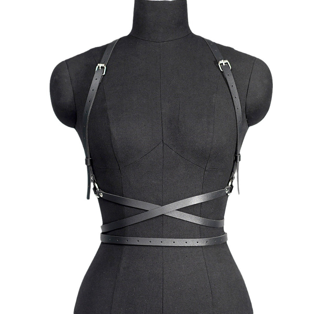 Black Leather Harness Belt Female