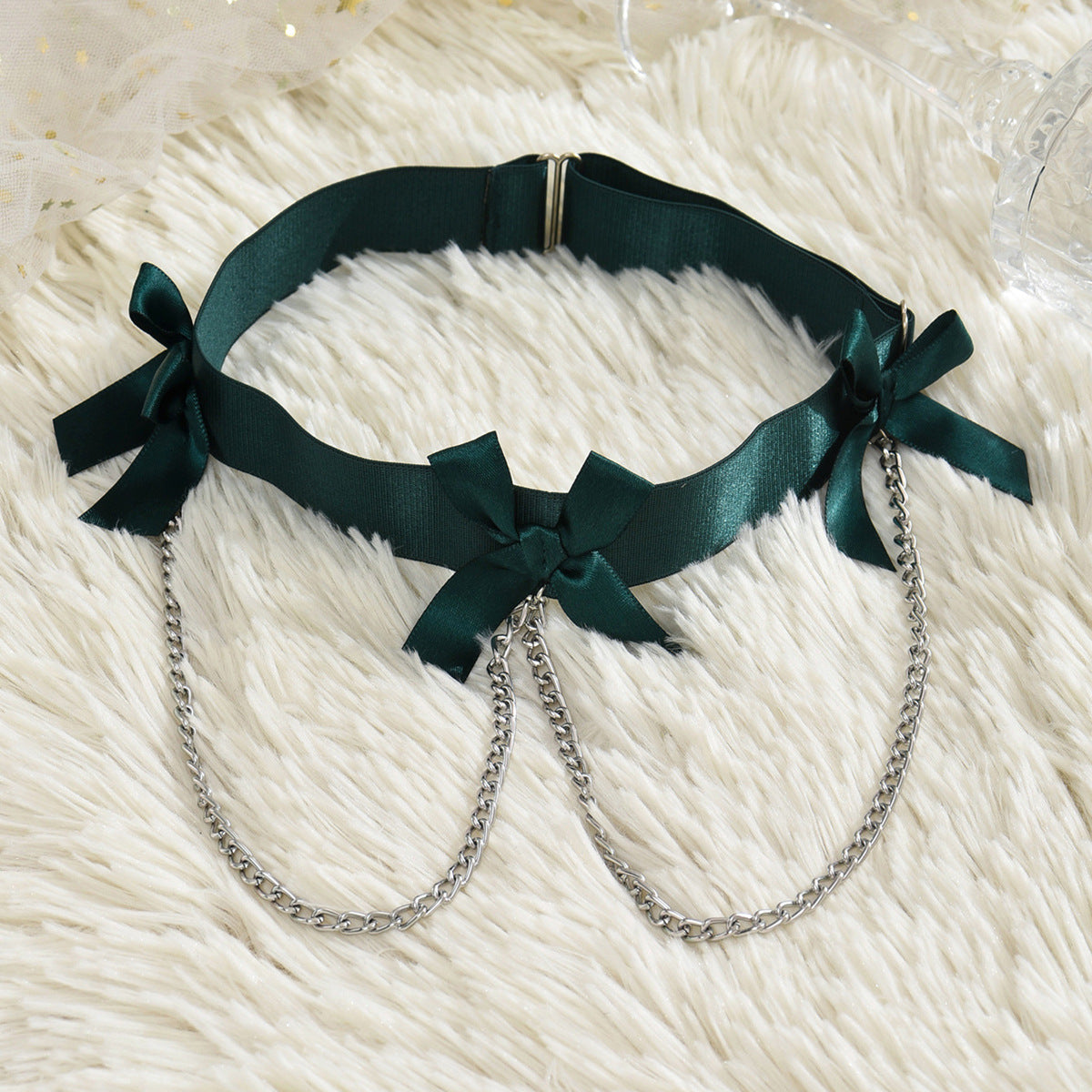 Dark Green Bow Leg Garter