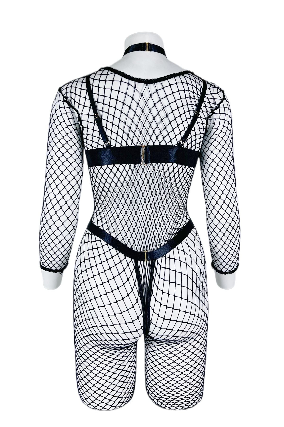 Women Womens Black Bodysuit Nasty Mesh Sheer Lingerie Revealing Teddy