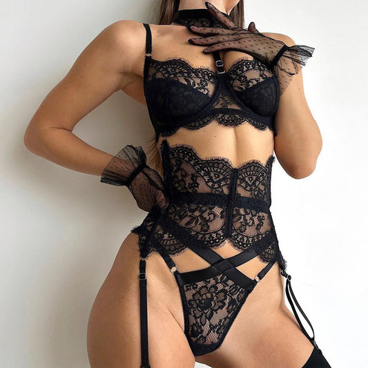 Latina Garter Belts Lingerie Set Sex Bra & Panty Revealing