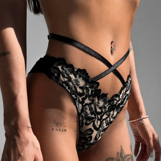 Lingerie Sheer Black Embroidered Floral