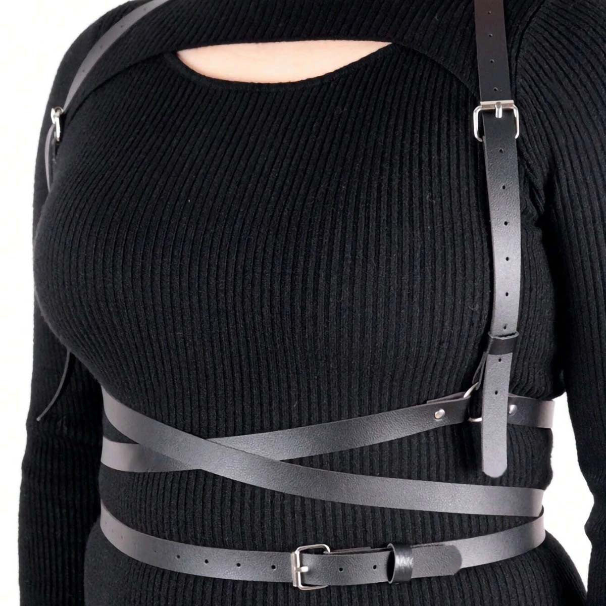 Brown Leather Harness Belt