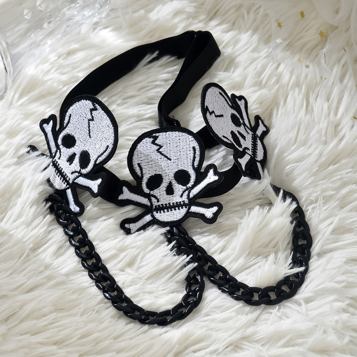 Black Halloween Embroidered Leg Garter