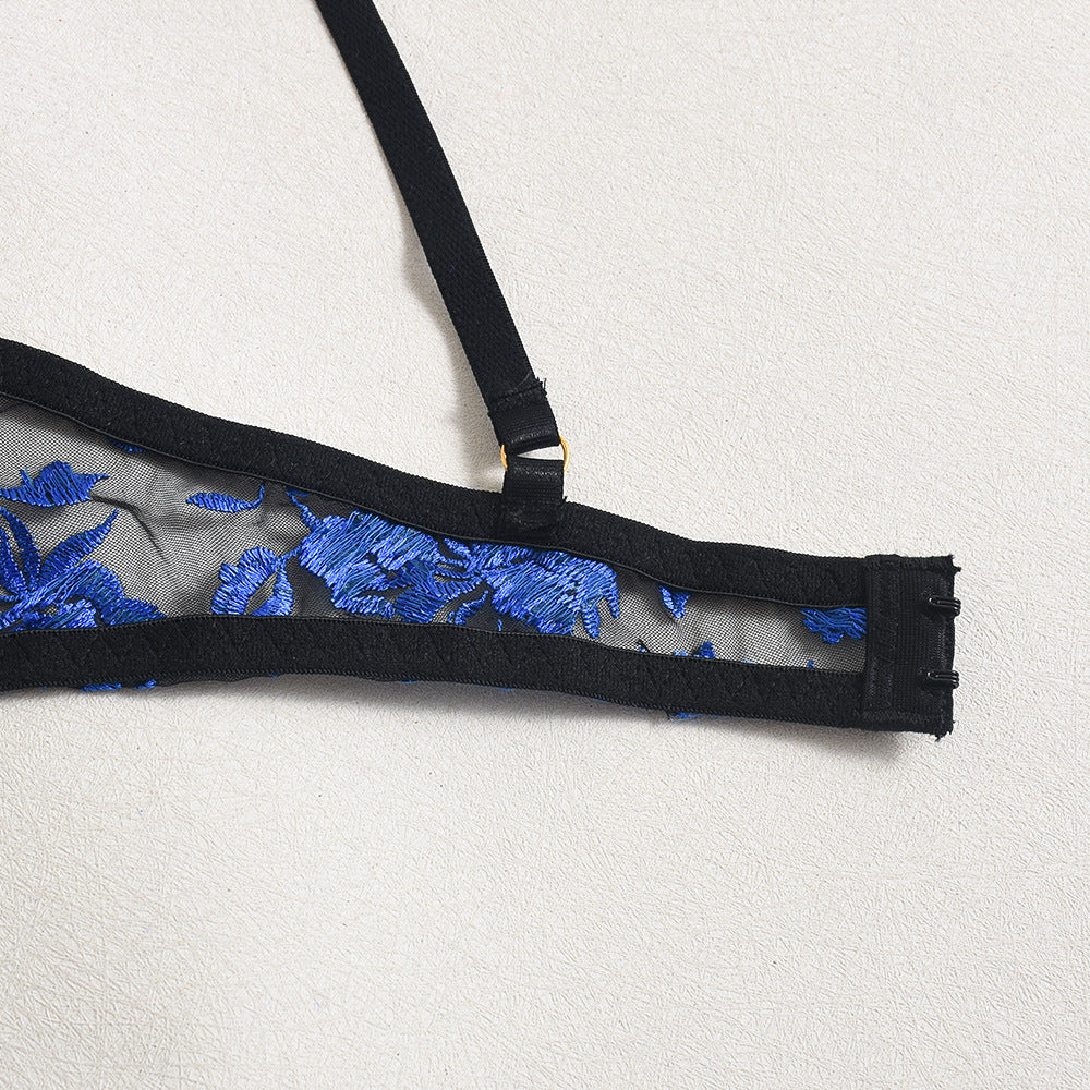 Blue Floral Lingerie Sheer