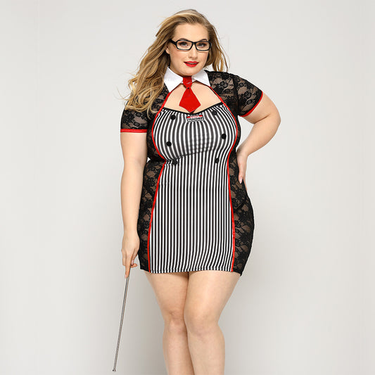 Plus Size Slutty Teacher Costume Sexy Hot Lingerie Cosplay Dress Revealing