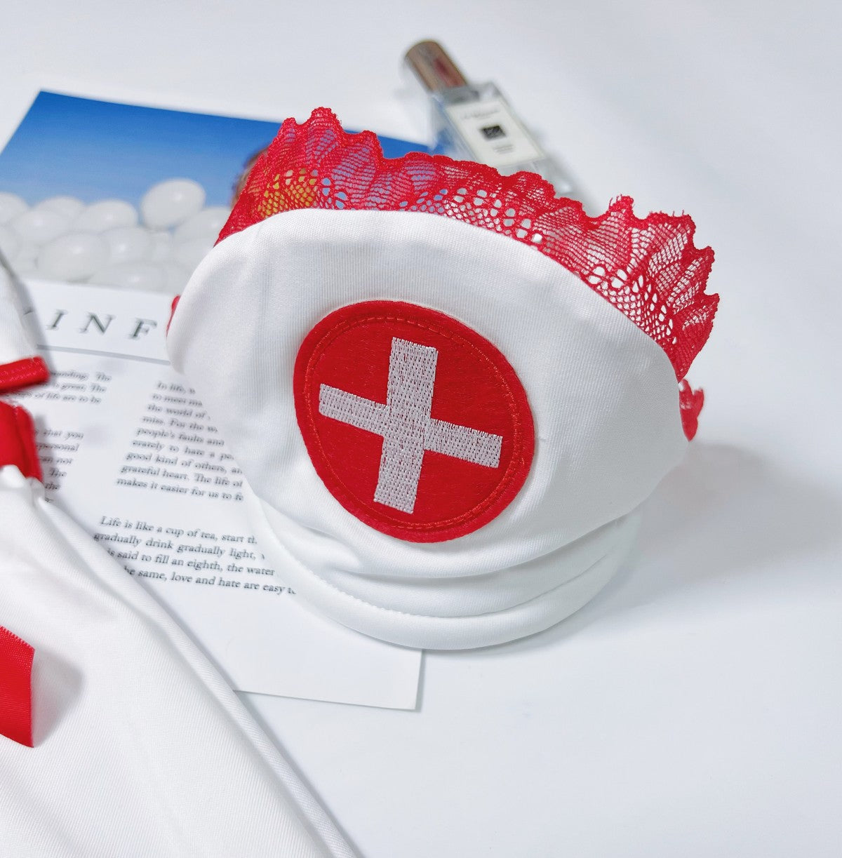 Black Lace Dress Strapy Cosplay Sexy Nurse Costume Lingerie Role Play