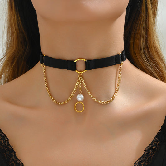 Sex Black Gold Chain Choker