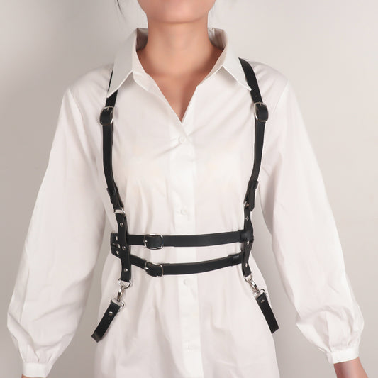 Leather Harness Maxi Dress