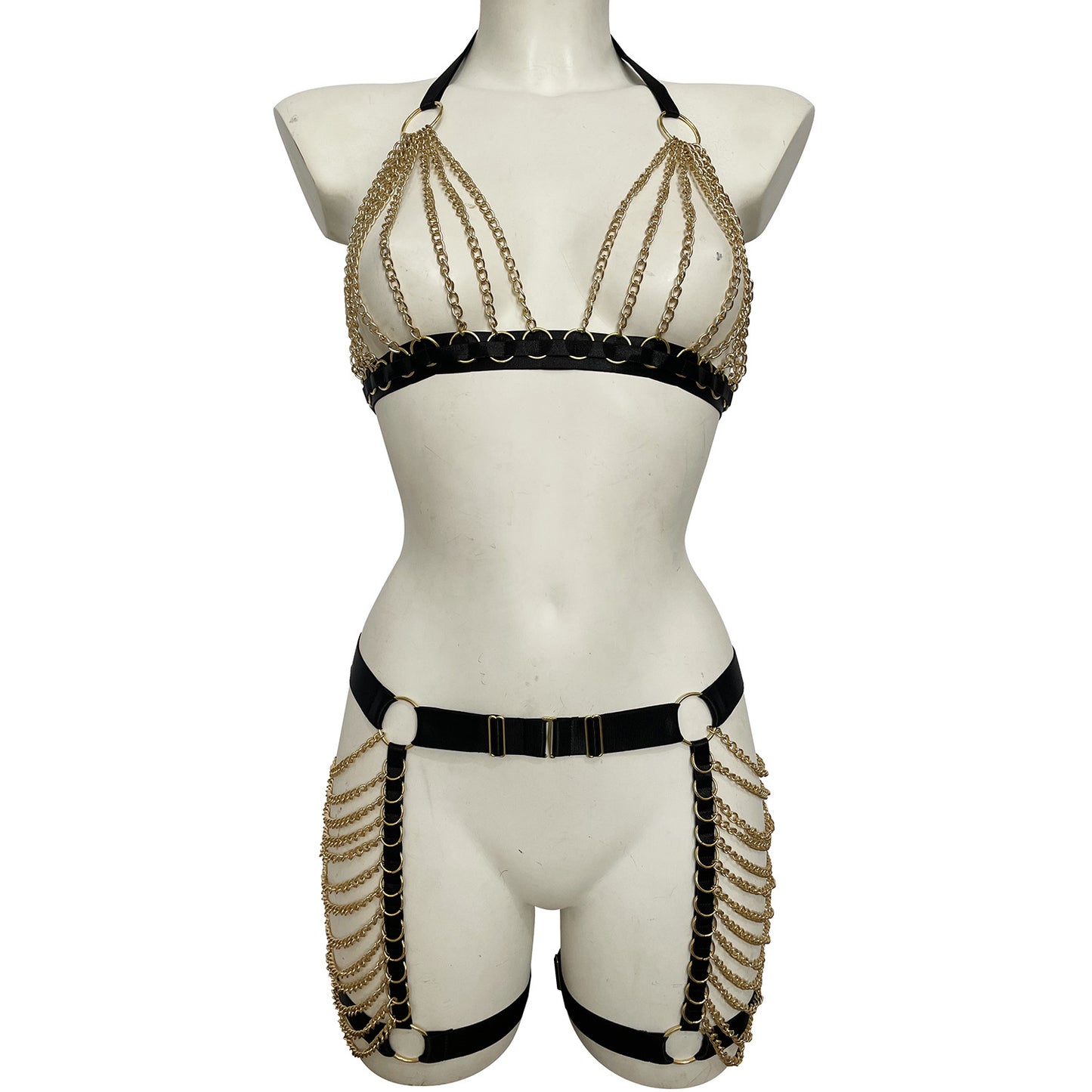 Chain Harness Garter Lingerie Set