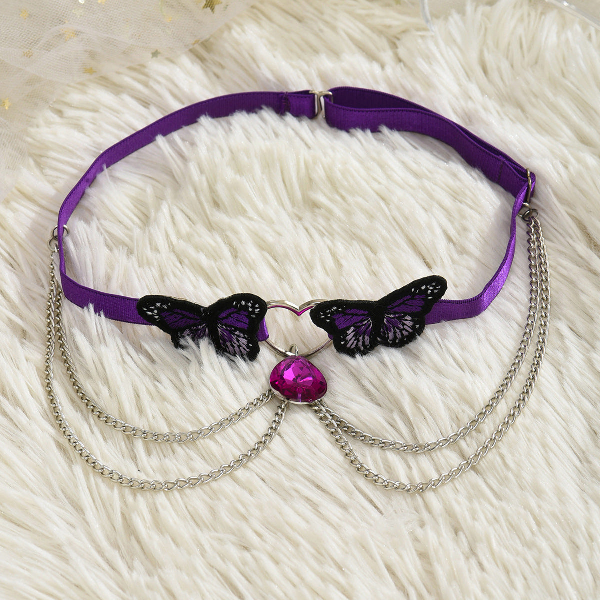 Purple Butterfly Chain Leg Garter