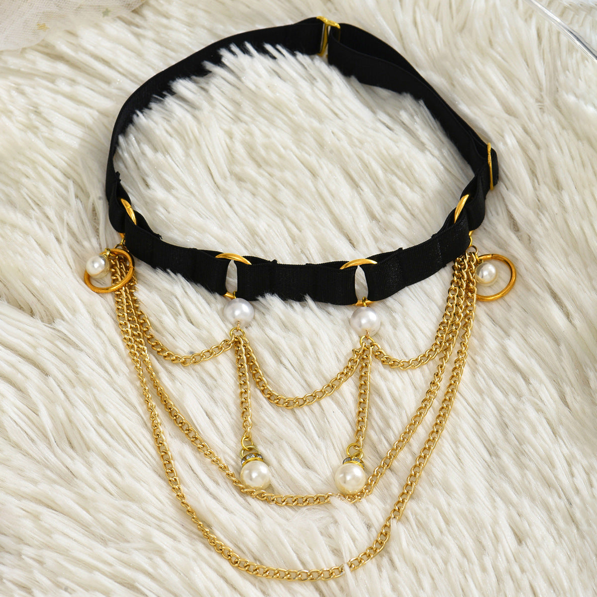 Pearl Gold Chains Leg Garter