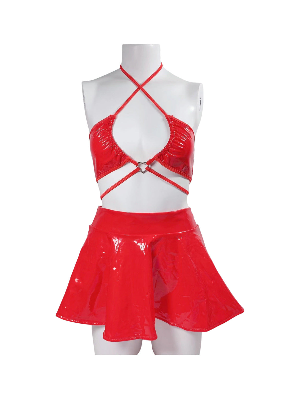 Red Sexy Dresses BDSM Womens Leather Lingerie Hot