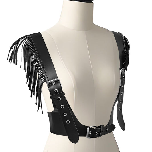 Belt Harness Leather Over Blouse