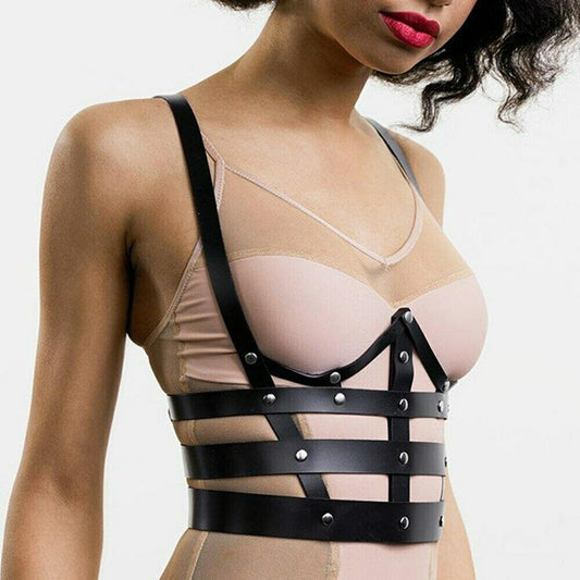 Cheap Women Leather Chest Harness Bodycage