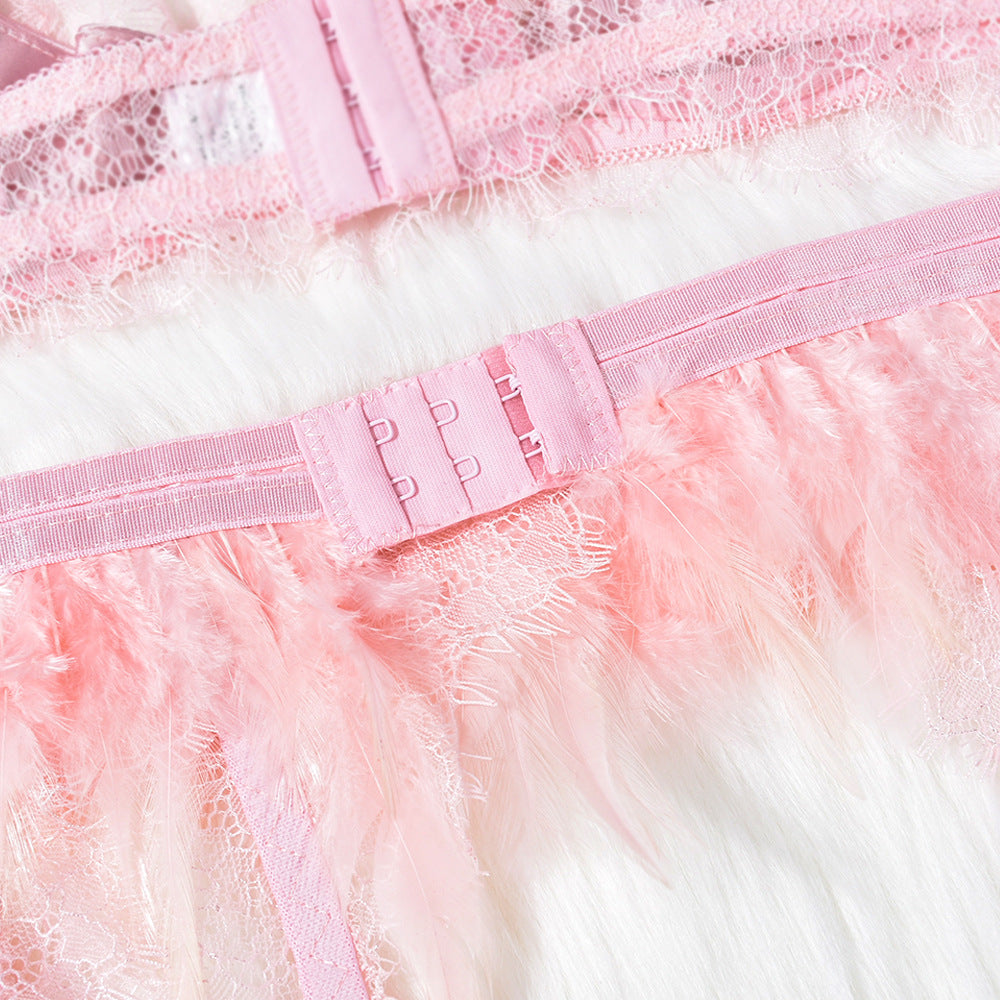 Lace Garter Lingerie Set Sheer Bra & Panty Intimate