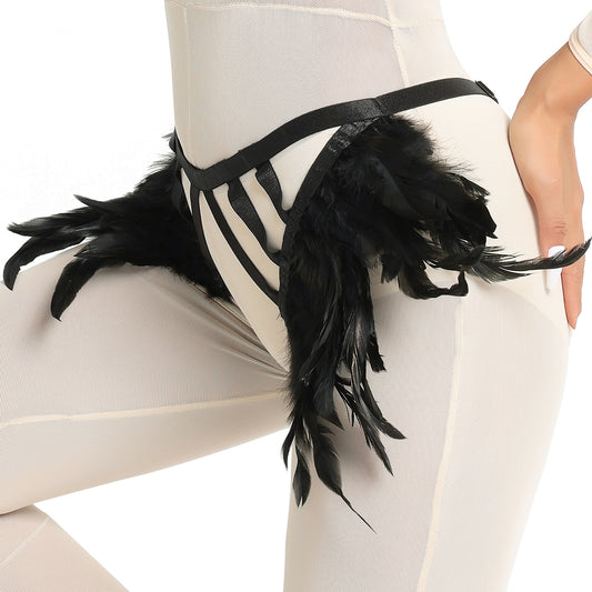 Red Pink Crotchless Panties Extreme Bdsm Harness Lingerie Feather Thong