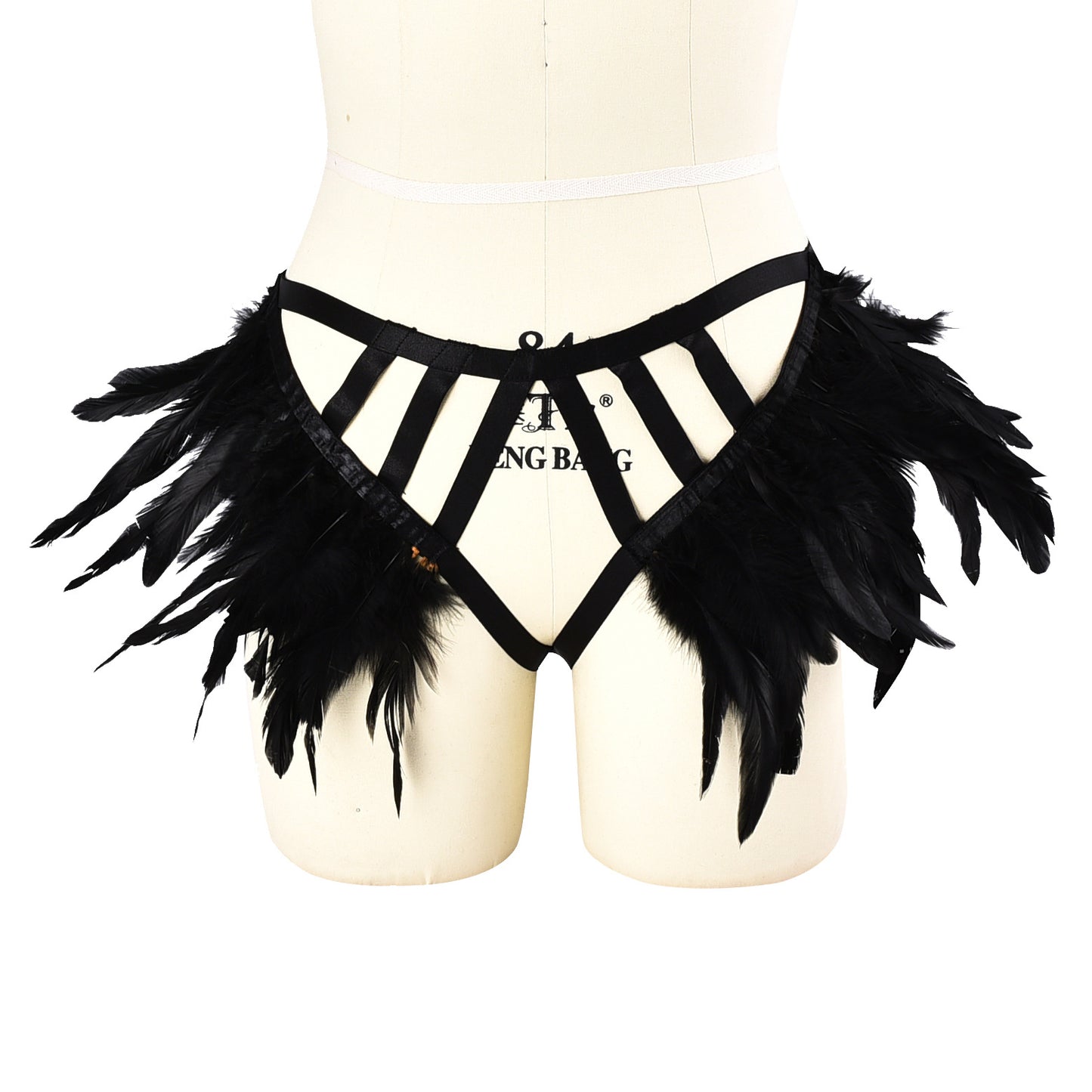 Red Pink Crotchless Panties Extreme Bdsm Harness Lingerie Feather Thong