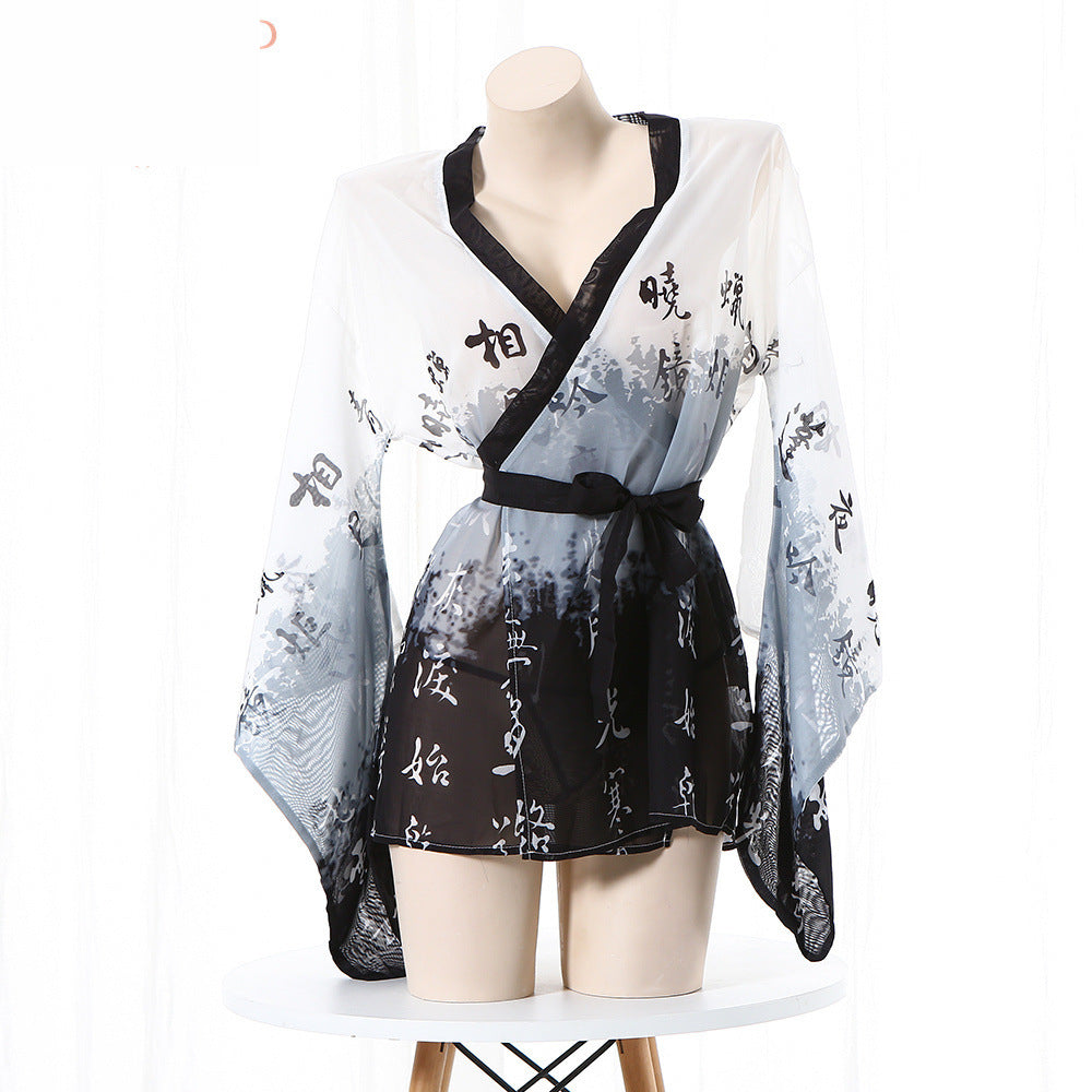 Red Sexy Exotic Lingerie Kimono Robe Role Playing Costume Le Jour Jour Red Sexy Exotic Lingerie Kimono Robe Role Playing Costume Le Jour Jour