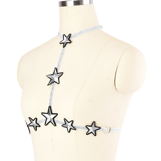 Revealing Sexy No Bra Black Bondage Harness Lingerie