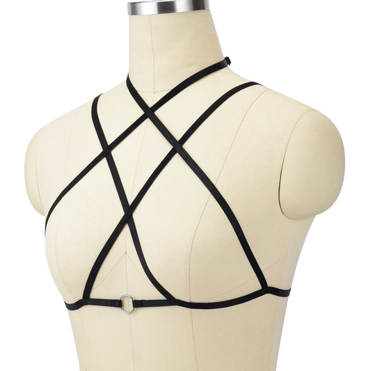 Revealing Sexy No Bra Red Bondage Harness Lingerie