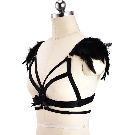 Sex Sexy No Bra Sexiest Body Harness Lingerie Feather Bra