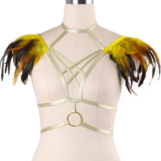 Slutty Bra Straps Women Bdsm Lingerie Harness Feather Bra