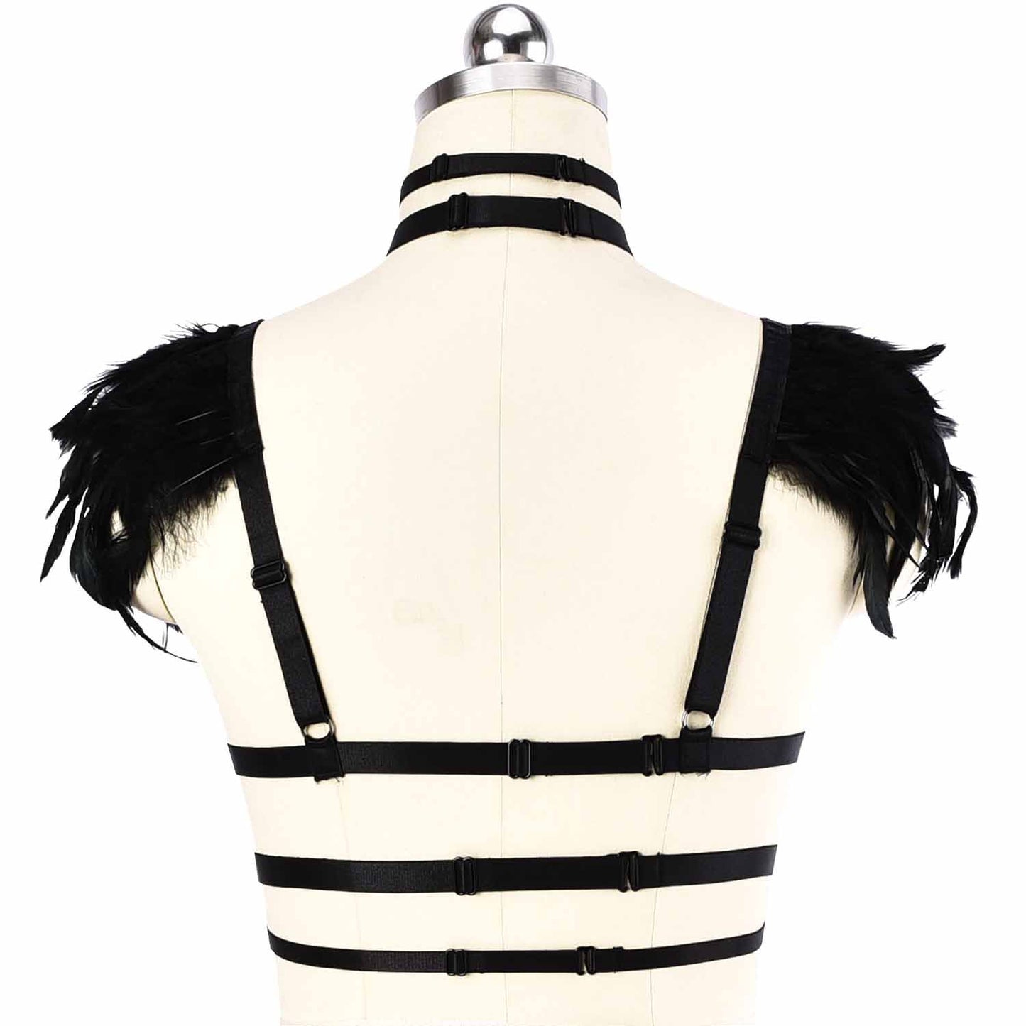 Slutty Bra for Sexy Women Black Body Harness Lingerie Feather Bra