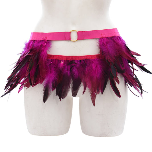 Slutty Crotchless Panties Wife Women Body Harness Lingerie Feather Thong