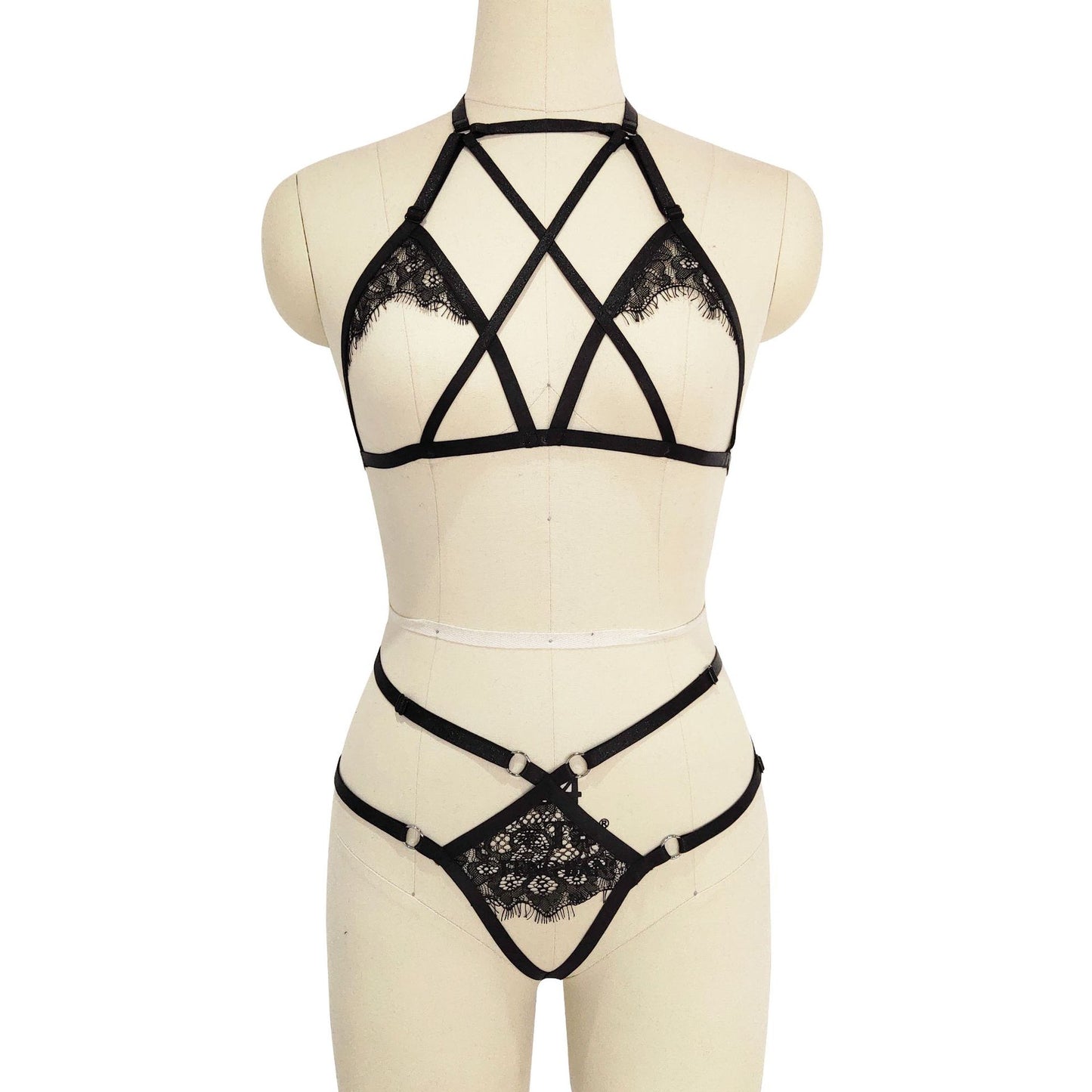 Slutty Sexy Lingerie Bra Set Intimate Black Body Harness Lingerie Women Bra Panties