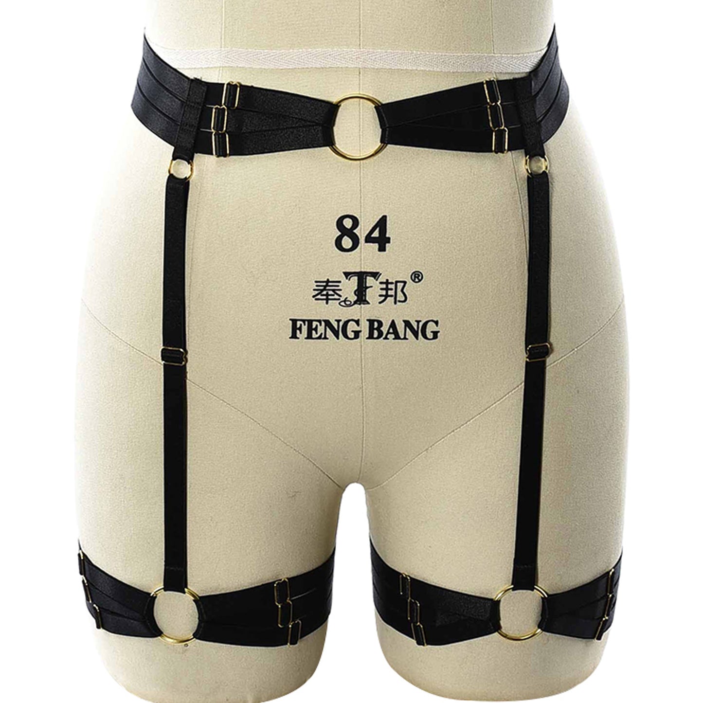 White Lingerie With Garter Belt Extreme Black Body Harness Lingerie