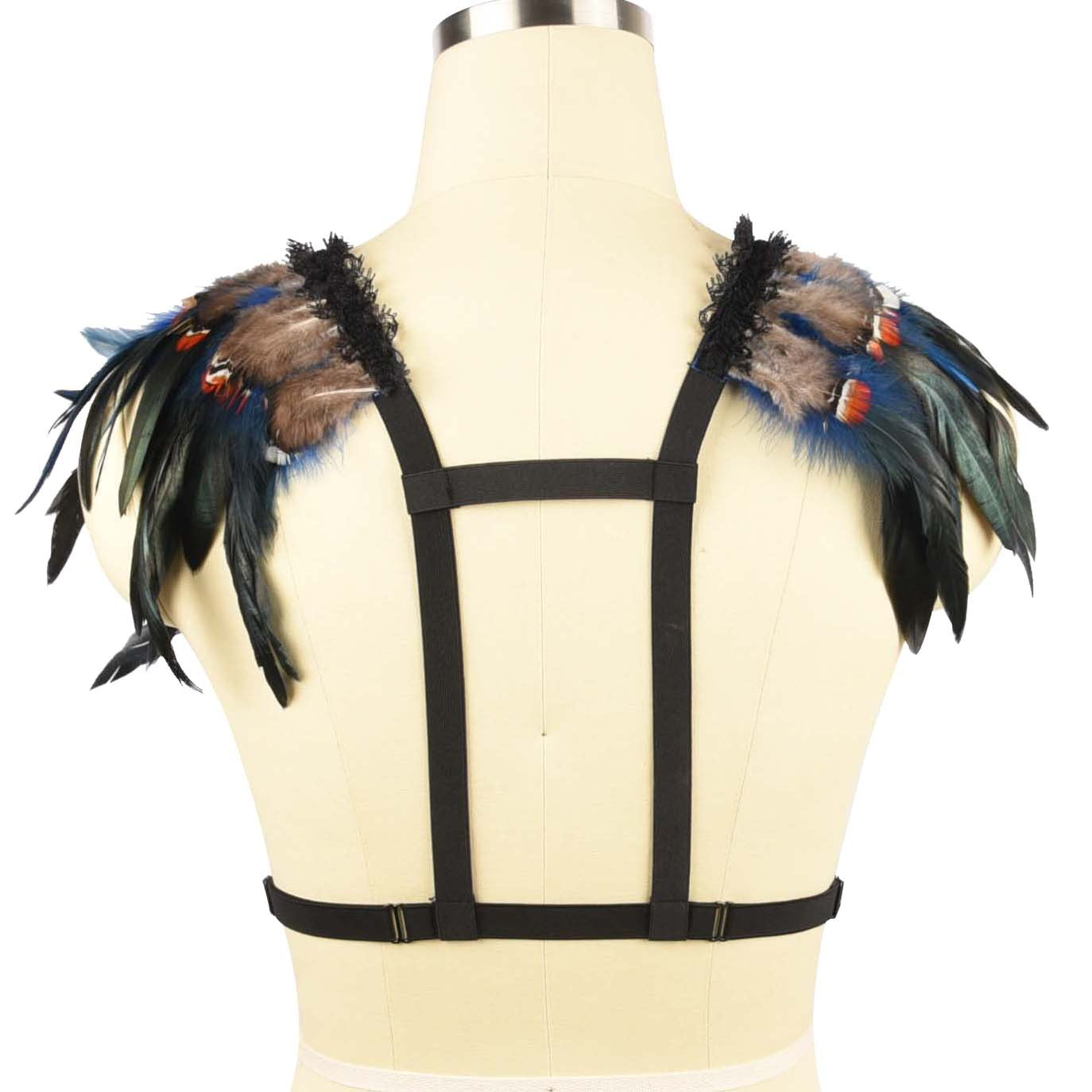 White Sexy Bra Strapy Bondage Harness Lingerie Feather Bra