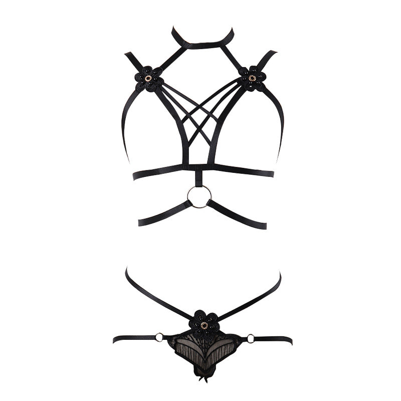 Women Sexy Blonde Lingerie Set Naughty Body Harness Lingerie Slutty Bra Panties