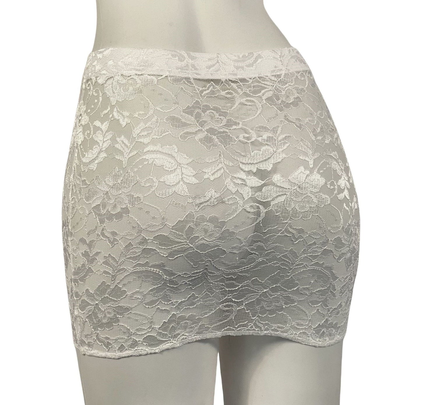 Black Lace See Through Mini Skirt