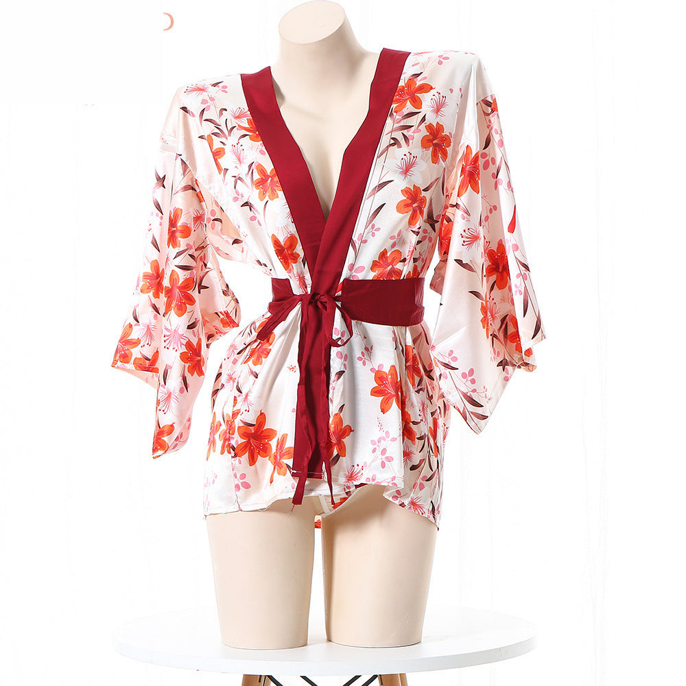 White Sexy Exotic Lingerie Kimono Robe Role Play Costume Le Jour Jour White Sexy Exotic Lingerie Kimono Robe Role Play Costume Le Jour Jour